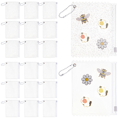 20Pcs 2 Styles Transparent PVC Zip Top Storage Bags, Rectangle with Ball Chains