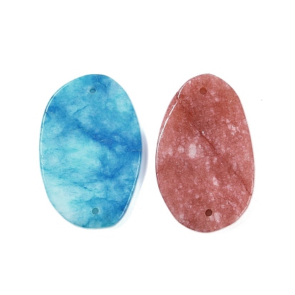 Подвески из натурального белого нефрита, окрашенные, овальные связи