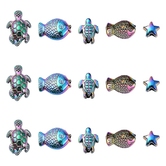 15 шт. 5 стили стойка покрытие радужного цвета сплав бусины, без кадмия, без никеля и без свинца, разнообразные