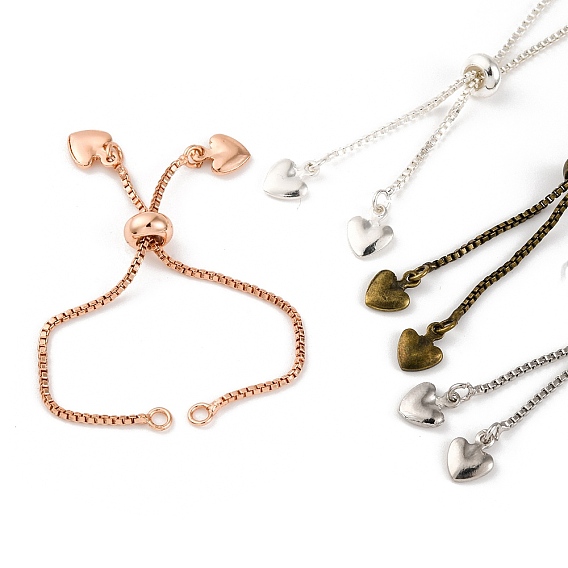 Латунные цепные браслеты, долговечный, с сердцем очарование