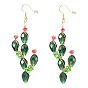 Pendientes colgantes de cactus de cristal y latón
