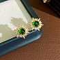Серьги-гвоздики в форме солнца с микропаве из кубических цирконий из латуни, стеклянные серьги для женщин