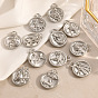 12 созвездия 304 подвески из нержавеющей стали, плоско-круглые, цвет нержавеющей стали