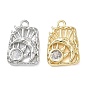 Brass Pave Clear Cubic Zirconia Pendants, Rectangle with Sun Charms