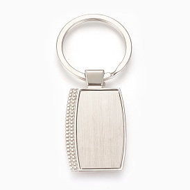 Zinc Alloy Cabochon Settings Keychain, with Iron Ring, Rectangle