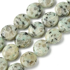 Natural Sesame Jasper Beads Strands, Flat Oval