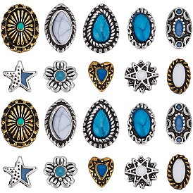50шт. 10 стили: кабошоны из сплава, эмали и синтетической бирюзы, аксессуары для украшения ногтей для женщин
