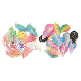 Gradient Colors Acrylic Big Pendants, Leaf Charms