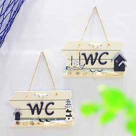 Mediterranean style creative wc listing welcome door sign toilet toilet sign wooden hanging wall decoration