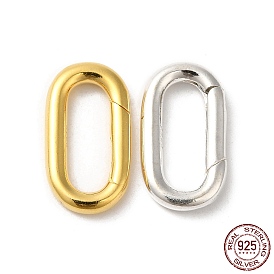 925 anillos de puerta de resorte de plata esterlina, oval, con 925 sello
