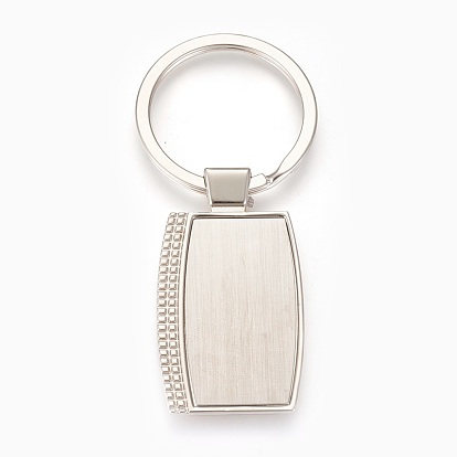 Zinc Alloy Cabochon Settings Keychain, with Iron Ring, Rectangle