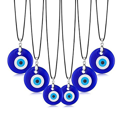 Vintage Blue Glass Evil Eye Necklace with 30mm Turkish Charm Pendant