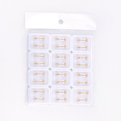 304 мочки ушей из нержавеющей стали, завинчивающиеся серьги, со стеклянными стразами, квадратный