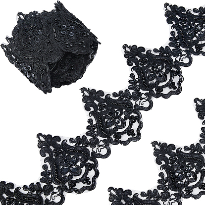 5Yards Polyester Flower Lace Ribbon, Flower Trimming for Wedding Dress Decoration