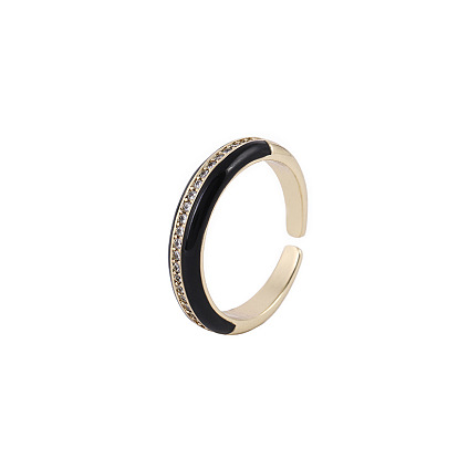 Minimalist European and American Style Zircon Oil Drop Ring for Women