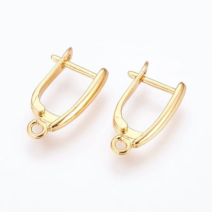 Accessoires de boucle d'oreilles en laiton, sans cadmium et sans nickel et sans plomb, avec fermeture à loquet et passants horizontaux