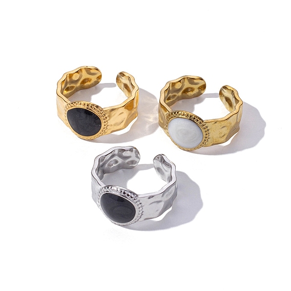 304 круглые открытые манжеты из нержавеющей стали с эмалью для женщин