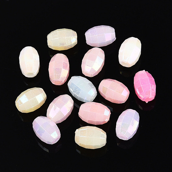 Пластиковые шарики, имитация желе, баррель, с покрытием AB цвета, граненые