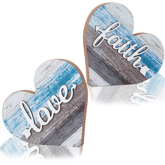 2шт. 2 стили, деревянные скульптуры в форме сердца, декоративные элементы для демонстрации, для домашнего офисного стола