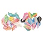 Gradient Colors Acrylic Big Pendants, Leaf Charms