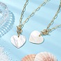 Ожерелья с подвесками в форме сердца из натуральных пресноводных ракушек, ожерелья-цепочки из латуни для женщин