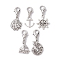 Подвески из сплава на морскую тематику, с карабин-лобстерами , ракушка/лодка/якорь/шлем/раковина