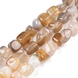 Natural Grey Agate Beads Strands, Nuggets, Tumbled Stone