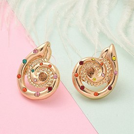 Сплав кубический цирконий серьги стержня, с 925 серебряными иглами, вихревая улитка