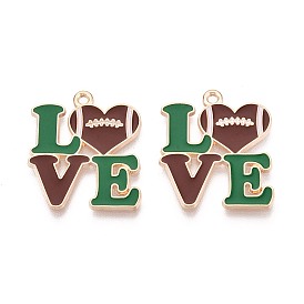 Подвески из эмалевого сплава на тему регби, словесные любовные чары, золотые