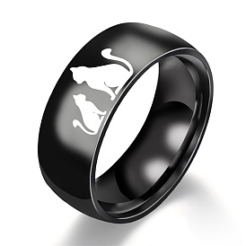Узор в форме кошки 201 кольца из нержавеющей стали