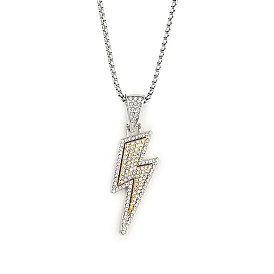 201 Stainless Steel Chain, Zinc Alloy and Rhinestone Pendant Necklaces for Men, Light