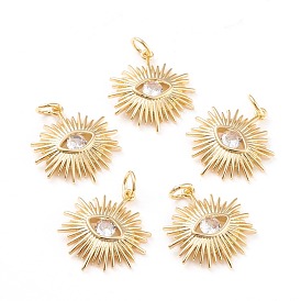 Латунные микропаве прозрачные подвески с фианитом, с прыжковых колец, долговечный, глаз, реальный 18 k позолоченный