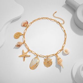Ожерелья-нагрудники из латуни и натуральных ракушек в форме морской звезды для пляжа