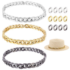3Pcs ABS Plastic Hat Chains, with 12Pcs ABS Plastic Linkings Rings