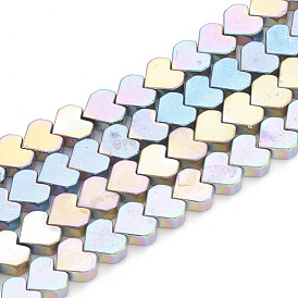 Electroplate Non-magnetic Synthetic Hematite Beads Strands, Heart