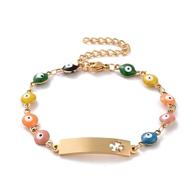 Вакуумное покрытие pvd 304 прямоугольник из нержавеющей стали с браслетом в виде клевера, красочный эмалевый браслет с цепями от сглаза для женщин