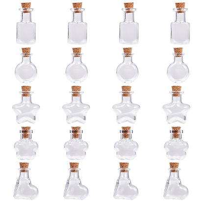 Glasflasche mit gemischten Formen für Perlenbehälter, mit Korken, Ich wünsche eine Flasche