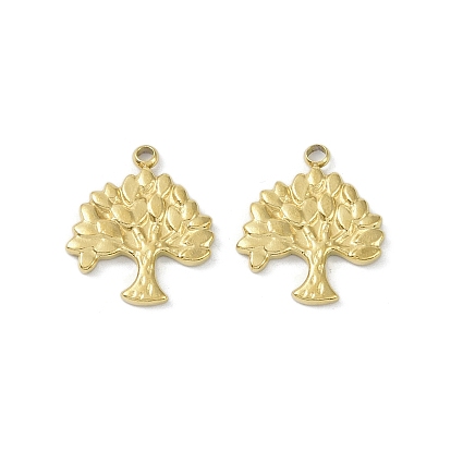 Ion Plating(IP) 304 Stainless Steel Pendants, Tree Charms