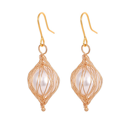 Baroque Pearl Earrings - Handmade Wire-wrapped Jewelry, Elegant and Chic Ear Hooks.
