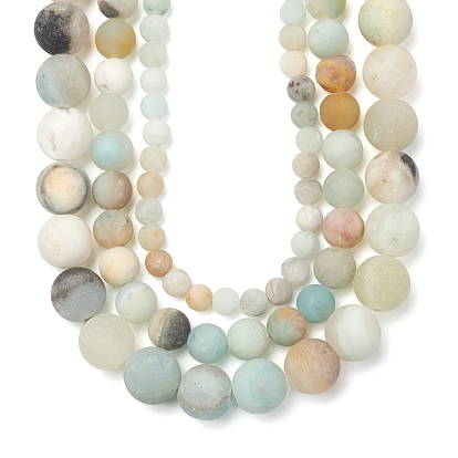 3strans 3 tailles des brins de perles d'amazonite de fleurs naturelles, givré, ronde