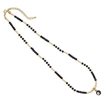 Bohemian Luxe Gold Beaded Crystal Eye Necklace with Oil Drops