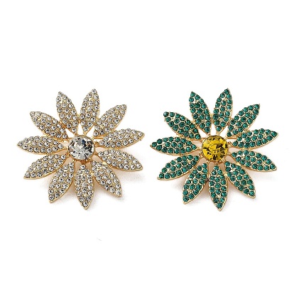 Брошь в виде цветка со стразами, булавки из сплава для лацканов одежды рюкзака, золотые