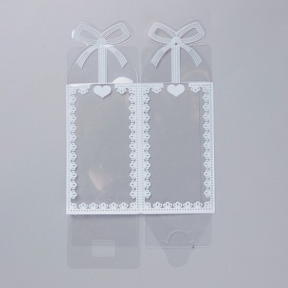 Cajas plegables de pvc transparente, para embalaje de dulces artesanales cajas de regalo de favor de fiesta de bodas, rectángulo con el patrón del bowknot