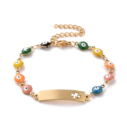 Вакуумное покрытие pvd 304 прямоугольник из нержавеющей стали с браслетом в виде клевера, красочный эмалевый браслет с цепями от сглаза для женщин