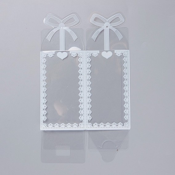 Foldable Transparent PVC Boxes, for Craft Candy Packaging Wedding Party Favor Gift Boxes, Rectangle with Bowknot Pattern