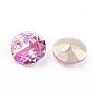 Pointed Back & Back Plated K9 Glass Rhinestone, Grade A,  Two Tone, Shiny Laser Style, Faceted, Flat Round