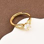 Регулируемые кольца для женщин с микропаве из латуни и кубическими цирконами, долговечный, стойки покрытие