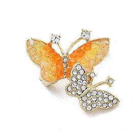 Alloy Brooch, with Rhinestone and Glass, Butterfly