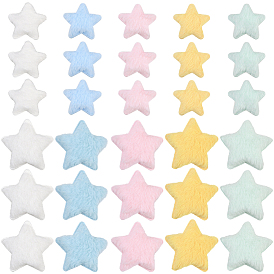 50 шт. 10 цвета односторонние кабошоны из шерстяного волокна, звезда