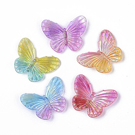 Electroplate Transparent Acrylic Pendants, Two Tone, Butterfly